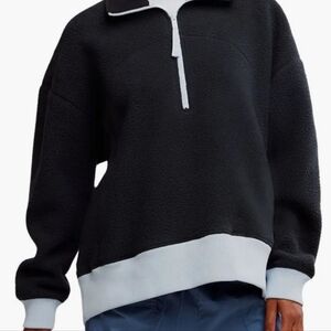 NWT Free People Movement Black Combo Hit The Slopes Quarter-Zip Fleece Pullover